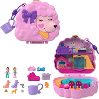 Polly Pocket Groom & Glam Poodle Compact Playset with Water Play and 2 Colour-Change Pieces, HKV35
