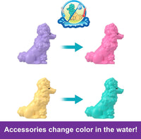 Polly Pocket Groom & Glam Poodle Compact Playset with Water Play and 2 Colour-Change Pieces, HKV35