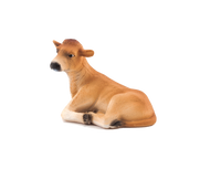 Jersey Calf Laying Down Toy Realistic Farm Animal Figurine