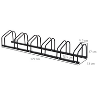 6 Bike Parking Rack Locking Storage Stand Holder Floor Wall Mount Black HOMCOM