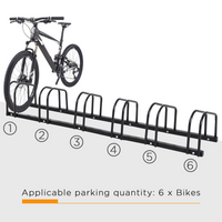 6 Bike Parking Rack Locking Storage Stand Holder Floor Wall Mount Black HOMCOM