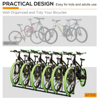 6 Bike Parking Rack Locking Storage Stand Holder Floor Wall Mount Black HOMCOM