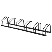 6 Bike Parking Rack Locking Storage Stand Holder Floor Wall Mount Black HOMCOM