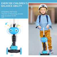 HOMCOM 5-in-1 Kids Kick Scooter 3-wheel Walker with Removable Seat Adjustable