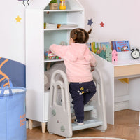 HOMCOM Two-Step Stool for Kids Toddlers with Handle for Toilet Potty Training
