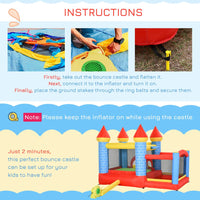 Outsunny Bouncy Castle with Slide Pool 4 in 1 composition with Blower