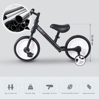 HOMCOM Kids Balance Training Bike Toy with Stabilizers For Child 2-5 Years Black