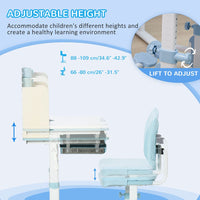 HOMCOM Height Adjustable Kids Desk and Chair Set for Ages 3-12 Years Blue