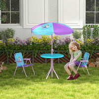 Outsunny Kids Bistro Table and Chair Set with Fairy Theme Adjustable Parasol