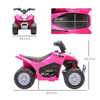 HOMCOM Honda Licensed Kids Electric Quad Bike 6V ATV Ride On 18-36 Months PINK