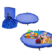 Doodle Nylon Toy Storage Bag and Play Mat with Drawstrings BLUE