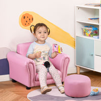 HOMCOM Kids Sofa Children Chair Seat Armchair with Footstool Playroom Bedroom Pink