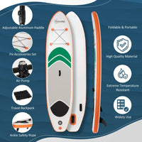 Outsunny 10Ft Inflatable Non-Slip Paddle Stand Up Board with Adjustable Paddle Carry Bag