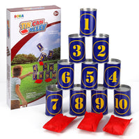 SOKA Tin Can Alley Game 10 Metal Tins & 3 Bean Bags Indoor Outdoor Games