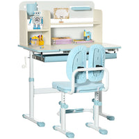HOMCOM Height Adjustable Kids Desk and Chair Set for Ages 3-12 Years Blue