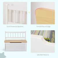 HOMCOM 2 In 1 Wooden Toy Box Kids Seat Bench Storage Chest 60 x 30 x 50cm