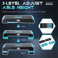 HOMCOM Aerobic Step Three-Level Adjustable Exercise Stepper for Home Office