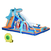 Outsunny 6 in 1 Kids Bouncy Castle with Slide Pool Trampoline & Blower