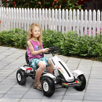 HOMCOM Children Pedal Go Kart with Adjustable Seat Inflatable Tyres Handbrake WHITE