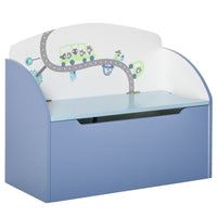 HOMCOM Kids Wooden Toy Box Children Storage Chest Bench Organiser Bedroom Blue