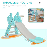 HOMCOM 2 in 1 Kids Slide with Basketball Hoop 18 months - 4 Years Old Deer Blue