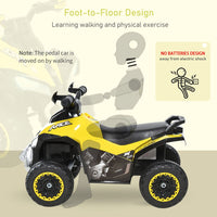 HOMCOM 4 Wheel Quad Toddler Ride on Car Foot-to-Floor Sliding Walking Car YELLOW
