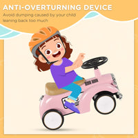 AIYAPLAY Foot To Floor Slider with Steering Wheel Ride On for 12-36 Months Pink