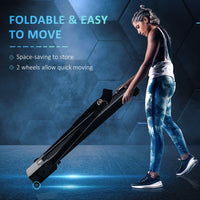 HOMCOM 1.85HP Foldable Electric Treadmill Fitness Safety Lock LED Screen Black