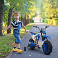 HOMCOM 12V Kids Electric Motorbike Ride-On Motorcycle Training Wheels BLUE