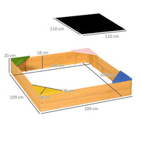 Outsunny Kids Wooden Sand Pit Sandbox with Seats for Gardens Playgrounds