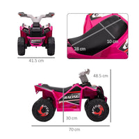 HOMCOM Electric Quad Bike 6V Kids Ride-On ATV for Ages 18-36 Months Pink
