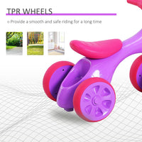HOMCOM Baby Balance Bike Toddler Safe Training 4 Wheels Storage Bin Violet
