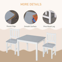 HOMCOM Kids Table and 2 Chairs Set 3 Pieces Toddler Multi-usage Desk Indoor