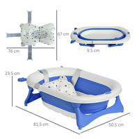 HOMCOM Foldable Baby Bath Tub Ergonomic with Temperature-Induced Water Plug BLUE
