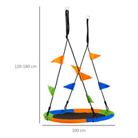 Saucer Tree Swing Metal Tube Adjustable Rope Garden Blue Green Orange