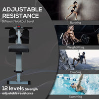 HOMCOM 12 Level Fitness Rowing Machine Cardio Fitness Workout and Gym Training