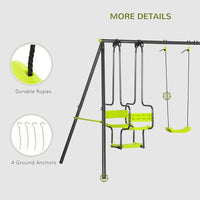 Outsunny Garden Swing Set with Double Swings Glider Swing Seats for Outdoor