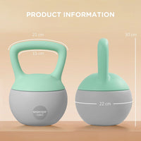 SPORTNOW 10KG Kettlebell with Soft Body and Non-Slip Handle, Grey and Green