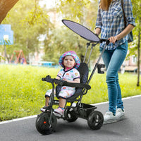 HOMCOM 6 in 1 Kids Tricycle with Removable Handle for 1.5 year Dark Blue