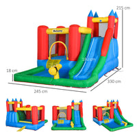 Outsunny Kids Bouncy Castle with Slide Water Pool Climbing Wall & Trampoline