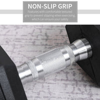 HOMCOM 17.5KG Single Rubber Hex Dumbbell Portable Hand Weights Home Gym