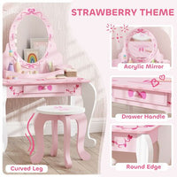 Kids' Ballet Print Vanity Set with Storage and Safety Features