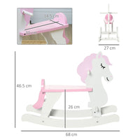 HOMCOM Kids Wooden Ride On Toy Rocking Horse with Handlebar Foot Pedal Pink