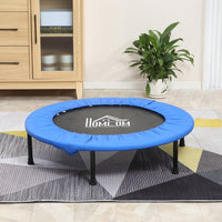 HOMCOM 38" Foldable Mini Fitness Trampoline Exercise Rebounder Jumper Blue