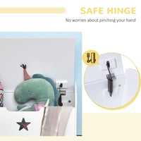 HOMCOM Kids Wooden Toy Children Box Storage Organizer Side Handle White