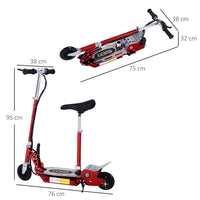 HOMCOM Teen Foldable Electric Scooter Battery 12V 120W with Brake Kickstand RED
