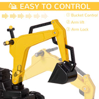 Ride-on Toy Pedal Digger Construction Car with Horn Detachable Trailer HOMCOM