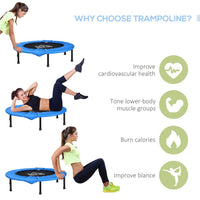 HOMCOM 38" Foldable Mini Fitness Trampoline Exercise Rebounder Jumper Blue
