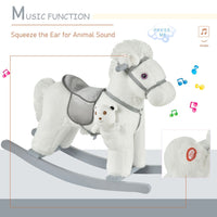 HOMCOM Kids Plush Ride-On Rocking Horse with Plush Toy Sound Handle Grip WHITE