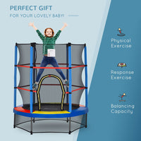 HOMCOM Kids Trampoline Mini Bouncer with Enclosure Net Age 3-6 Years